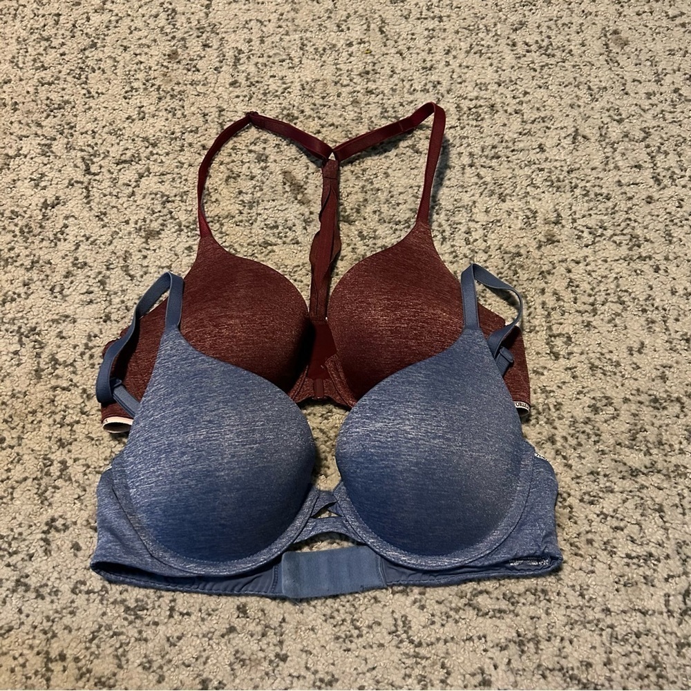 BUNDLE Victoria’s Secret Red & Blue Under-Wire Bras Size 32C